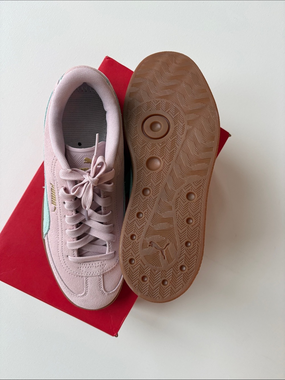 PUMA Club II Era Suede Sneakers-NIB-Rose Mauve/Safe Lake/Gum-Size 9 - Picture 6 of 8